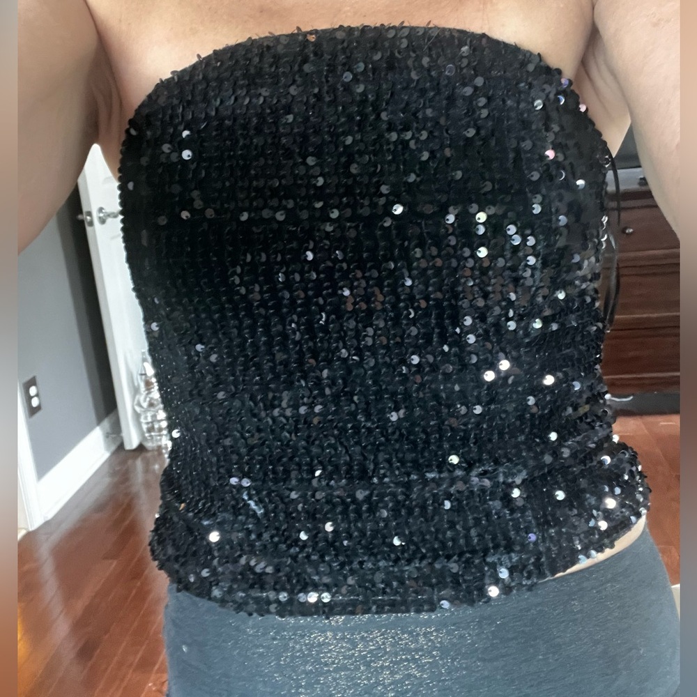 Black Sequin tube top cropped